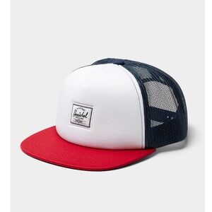Herschel Whaler unisex navy, red and white colour block trucker cap hat NWT